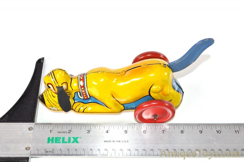 Vintage ca. 1939 Marx Lithographed Tin Lever Action Windup “Mysterious Pluto Away I Go” Blue Tail Disney Toy <FONT COLOR="ff000 ">*SOLD*</font> - Image 9
