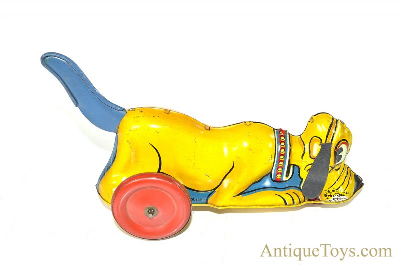 Vintage ca. 1939 Marx Lithographed Tin Lever Action Windup “Mysterious Pluto Away I Go” Blue Tail Disney Toy <FONT COLOR="ff000 ">*SOLD*</font>