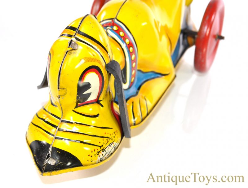 Vintage ca. 1939 Marx Lithographed Tin Lever Action Windup “Mysterious Pluto Away I Go” Blue Tail Disney Toy <FONT COLOR="ff000 ">*SOLD*</font> - Image 6