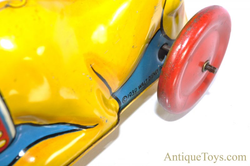 Vintage ca. 1939 Marx Lithographed Tin Lever Action Windup “Mysterious Pluto Away I Go” Blue Tail Disney Toy <FONT COLOR="ff000 ">*SOLD*</font> - Image 7
