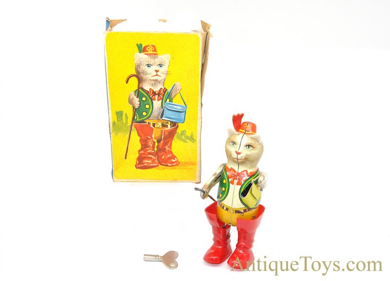 Georg Kohler (GNK) ca. 1940's Tin Lithographed Windup "Puss in Boots" German Toy with Box <FONT COLOR="ff000 ">*SOLD*</font>