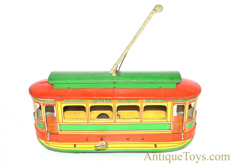 Oro of Brandenburg/OROBR Tin Hand Painted & Lithographed Windup Trolley <FONT COLOR="ff000 ">*SOLD*</font>