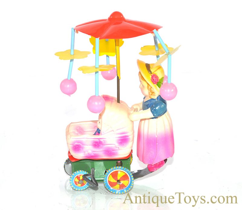 Vintage Japanese Celluloid Windup Baby Carriage Merry-Go-Round in Box <FONT COLOR="ff000 ">*SOLD*</font> - Image 6