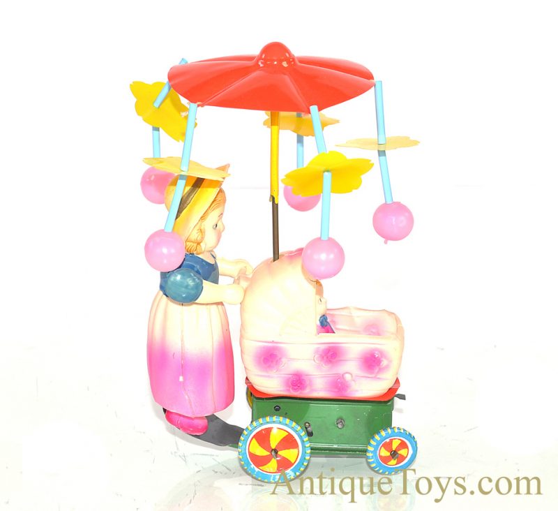 Vintage Japanese Celluloid Windup Baby Carriage Merry-Go-Round in Box <FONT COLOR="ff000 ">*SOLD*</font> - Image 3