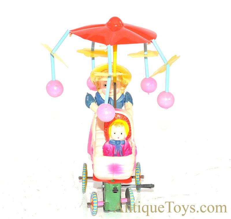 Vintage Japanese Celluloid Windup Baby Carriage Merry-Go-Round in Box <FONT COLOR="ff000 ">*SOLD*</font> - Image 4