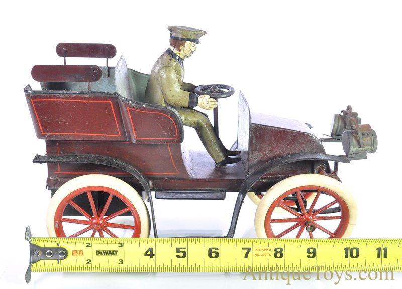 Antique Early 1904-1908 French Hand Painted Jouet Francais Open Tonneau Windup Bing Style Tin Car <FONT COLOR="ff000 ">*SOLD*</font> - Image 11