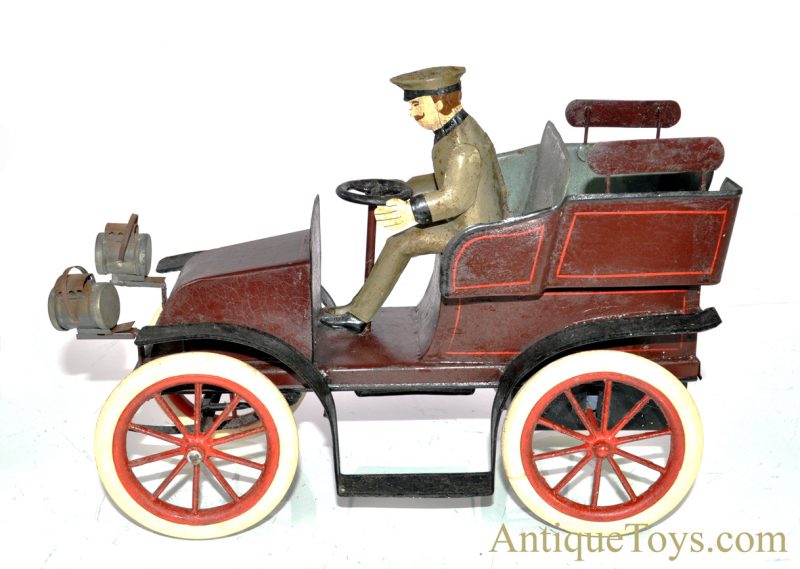Antique Early 1904-1908 French Hand Painted Jouet Francais Open Tonneau Windup Bing Style Tin Car <FONT COLOR="ff000 ">*SOLD*</font> - Image 2