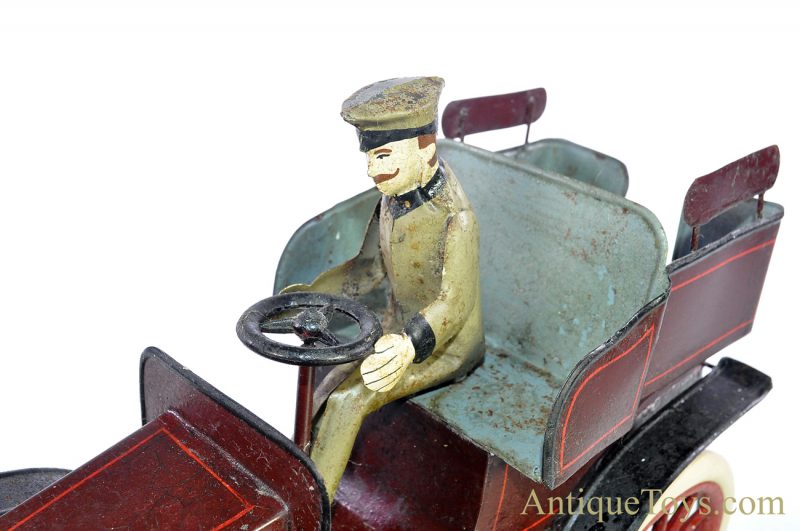 Antique Early 1904-1908 French Hand Painted Jouet Francais Open Tonneau Windup Bing Style Tin Car <FONT COLOR="ff000 ">*SOLD*</font> - Image 8