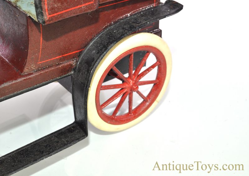 Antique Early 1904-1908 French Hand Painted Jouet Francais Open Tonneau Windup Bing Style Tin Car <FONT COLOR="ff000 ">*SOLD*</font> - Image 9
