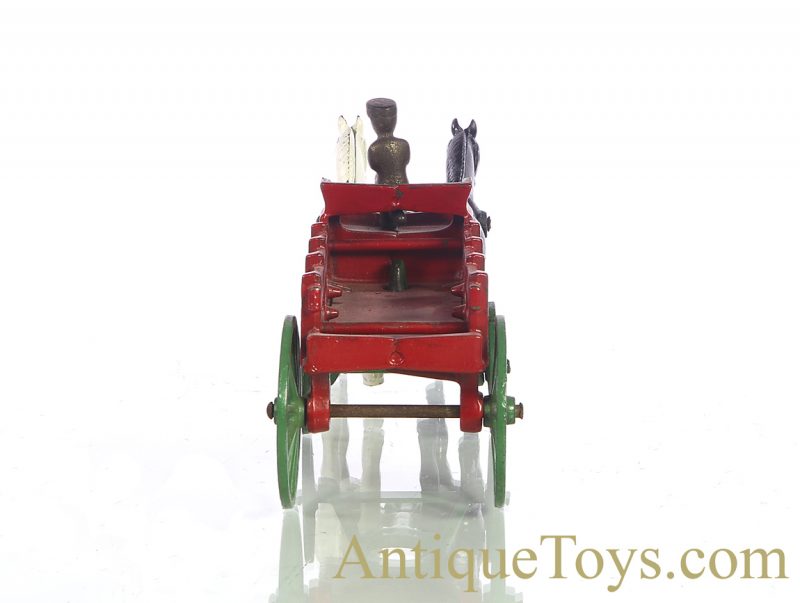 Antique ca. 1930's Kenton Red Cast Iron & Steel Horse Drawn Stake Wagon with Driver <FONT COLOR="ff000 ">*SOLD*</font> - Image 5