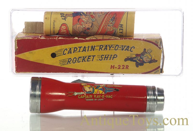 Vintage ca. 1952 Captain Ray-O-Vac Rocket Ship H-22R Flashlight in Box <FONT COLOR="ff000 ">*SOLD*</font>