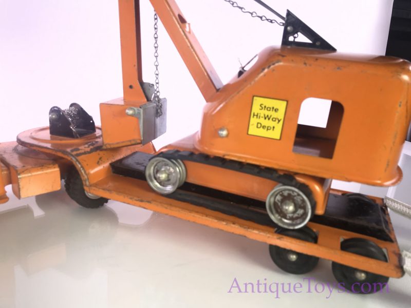 Tonka Hi-Way Tractor Trailer, Lowboy, with Steam Shovel from 1957 <FONT COLOR="ff000 ">*SOLD*</font> - Image 5