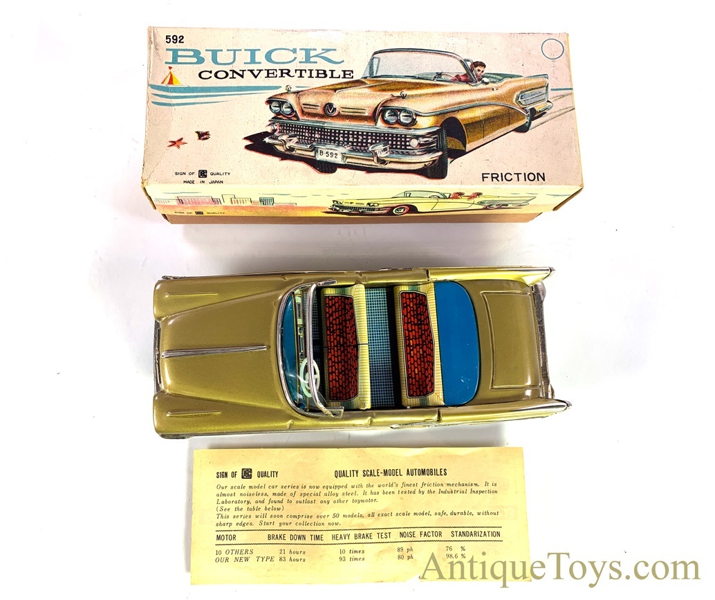 Vintage Bandai Buick Convertible 592 Tin Lithographed Friction