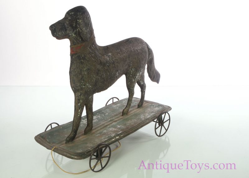 Althof Bergmann Antique ca. 1800's Tin Dog on Platform Toy <FONT COLOR="ff000 ">*SOLD*</font> - Image 9