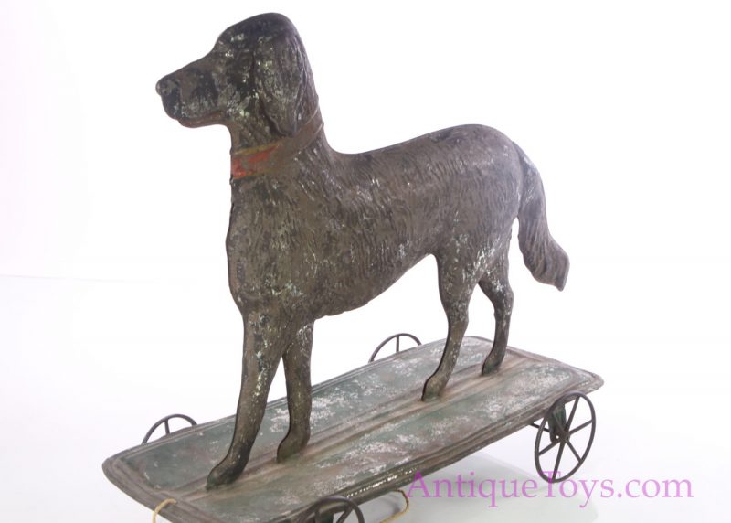 Althof Bergmann Antique ca. 1800's Tin Dog on Platform Toy <FONT COLOR="ff000 ">*SOLD*</font> - Image 5