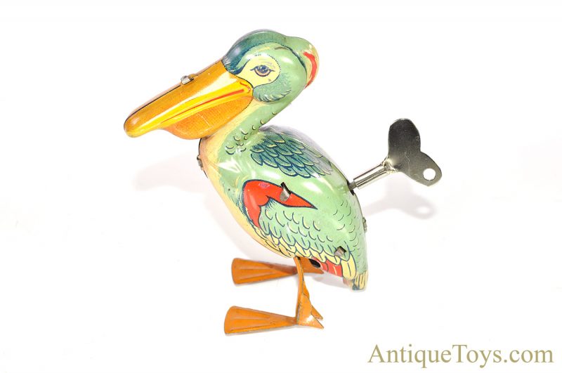 Vintage J. Chein Waddling Pelican Tin Lithographed Windup Toy for Sale - Image 2