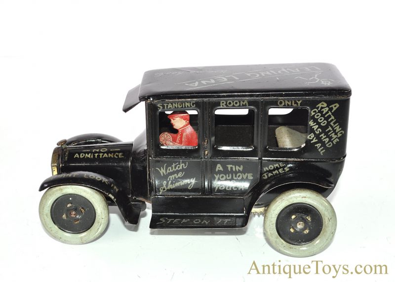Antique ca. 1920's Strauss Dizzie Lizzie Leaping Lena Flivver Jalopy Tin Lithographed Windup Car <FONT COLOR="ff000 ">*SOLD*</font> - Image 2