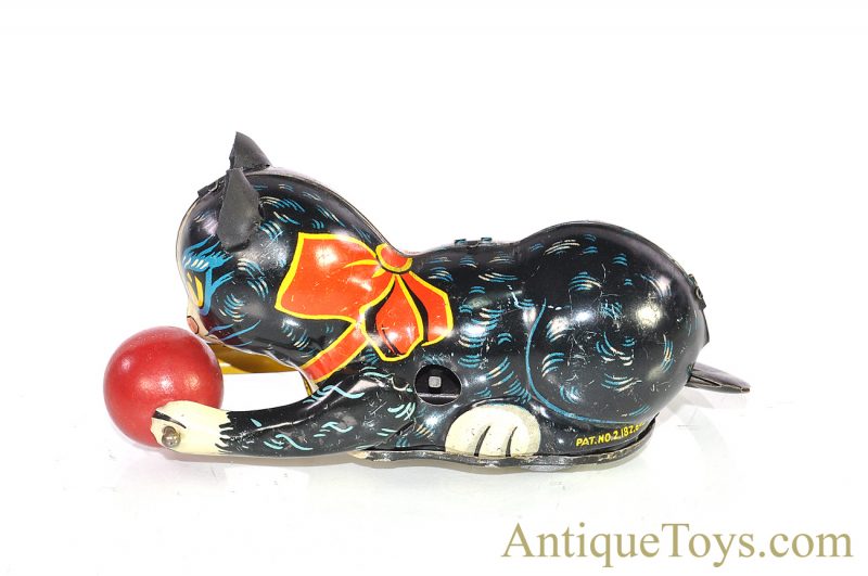 Vintage ca. 1950’s Marx Lithographed Tin Windup “Rollover Cat” Toy in Black <FONT COLOR="ff000 ">*SOLD*</font> - Image 4