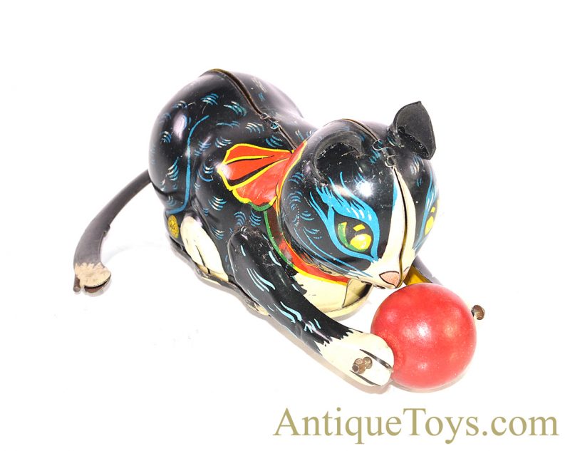 Vintage ca. 1950’s Marx Lithographed Tin Windup “Rollover Cat” Toy in Black <FONT COLOR="ff000 ">*SOLD*</font>