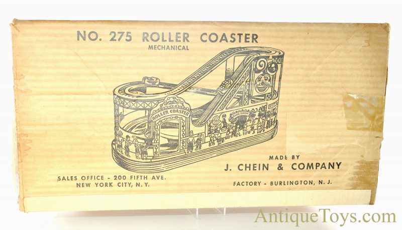 J. Chein & Co. No. 275 Mechanical Tin Lithographed Windup Roller Coaster in Box <FONT COLOR="ff000 ">*SOLD*</font> - Image 12