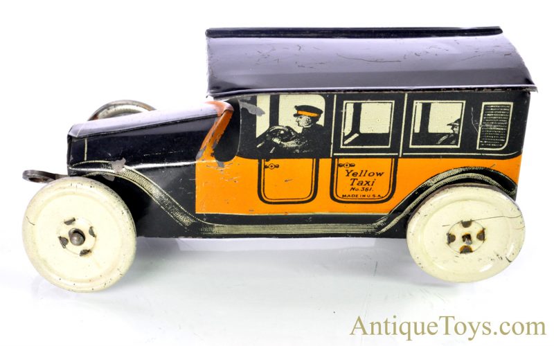 Mohawk Toys Yellow Taxi No. 361 Tin Lithographed Cab <FONT COLOR="ff000 ">*SOLD*</font> - Image 2