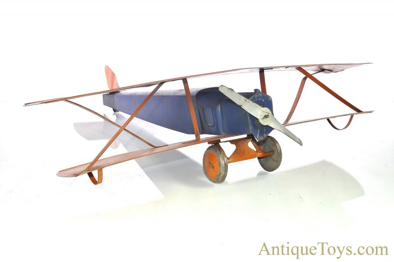 Early American ca. 1915 Pressed Steel Biplane Dayton Style Airplane  <FONT COLOR="ff000 ">*SOLD*</font>