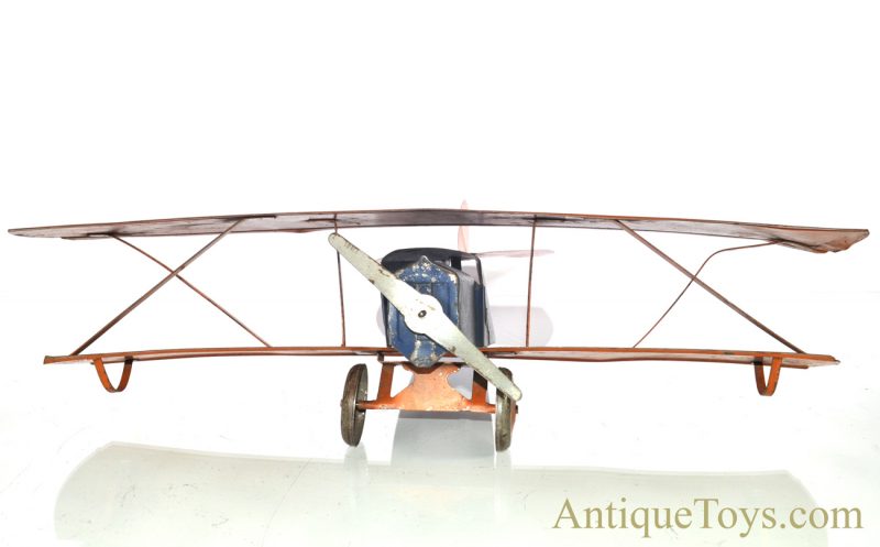 Early American ca. 1915 Pressed Steel Biplane Dayton Style Airplane  <FONT COLOR="ff000 ">*SOLD*</font> - Image 6