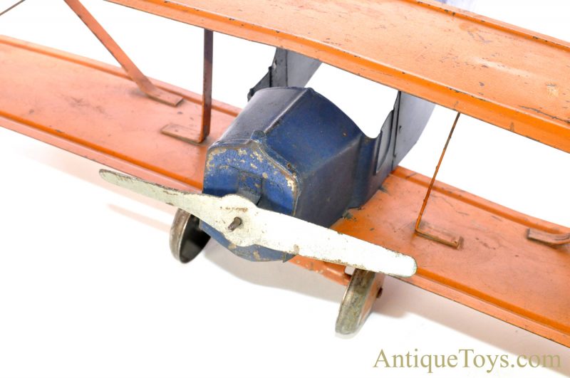 Early American ca. 1915 Pressed Steel Biplane Dayton Style Airplane  <FONT COLOR="ff000 ">*SOLD*</font> - Image 10