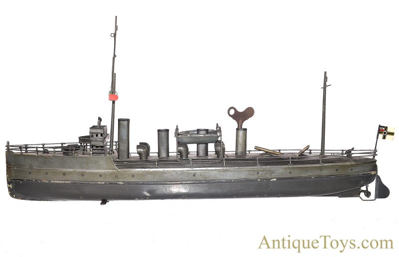 Gebrüder Bing Tin Lithographed Windup Torpedo Boat #155/231 from the Richard T. Claus Collection <FONT COLOR="ff000 ">*SOLD*</font> - Image 2