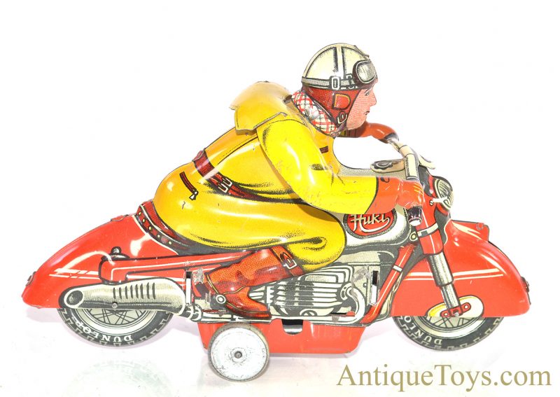 Huki Kienberger & Co. (HK) Rare Red Tin Lithographed Friction Motorcycle German Toy *SOLD*