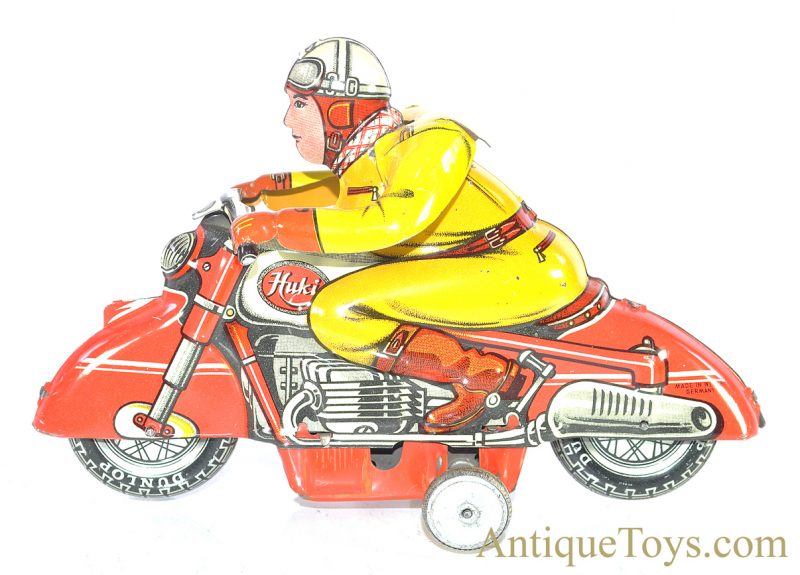 Huki Kienberger & Co. (HK) Rare Red Tin Lithographed Friction Motorcycle German Toy *SOLD* - Image 2