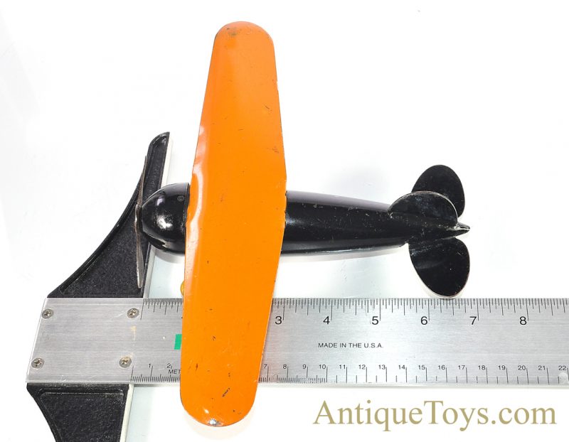 Wyandotte Toys All Metal Products Company Pressed Steel Airplane Orange/Black  <FONT COLOR="ff000 ">*SOLD*</font> - Image 9