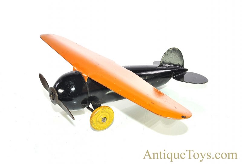 Wyandotte Toys All Metal Products Company Pressed Steel Airplane Orange/Black  <FONT COLOR="ff000 ">*SOLD*</font> - Image 2