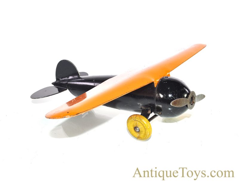 Wyandotte Toys All Metal Products Company Pressed Steel Airplane Orange/Black  <FONT COLOR="ff000 ">*SOLD*</font>