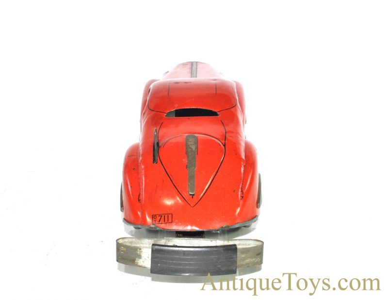 Marx Vintage ca. 1930’s Red Lithographed Tin Windup “Reversible Coupe” Marvel Car Bumper Car #711 Toy for Sale <FONT COLOR="ff000 ">*SOLD*</font> - Image 4