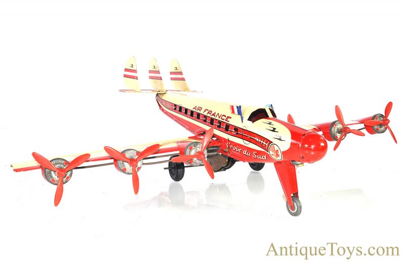 Joustra Air France Six Engine “Croix Du Sud” F-ALBA Tin Lithographed Windup Toy with Battery Light <FONT COLOR="ff000 ">*SOLD*</font>