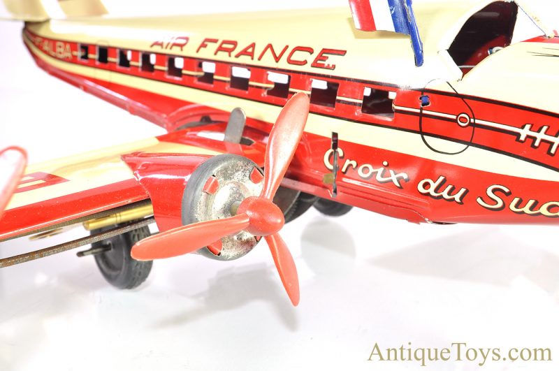 Joustra Air France Six Engine “Croix Du Sud” F-ALBA Tin Lithographed Windup Toy with Battery Light <FONT COLOR="ff000 ">*SOLD*</font> - Image 8