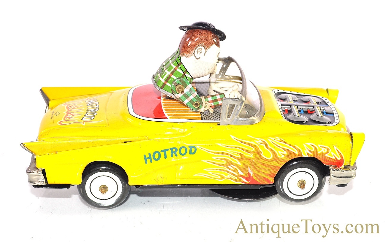 Yoshiya (KO) Tin Lithographed Windup Hot Rod Japanese Toy Car *SOLD