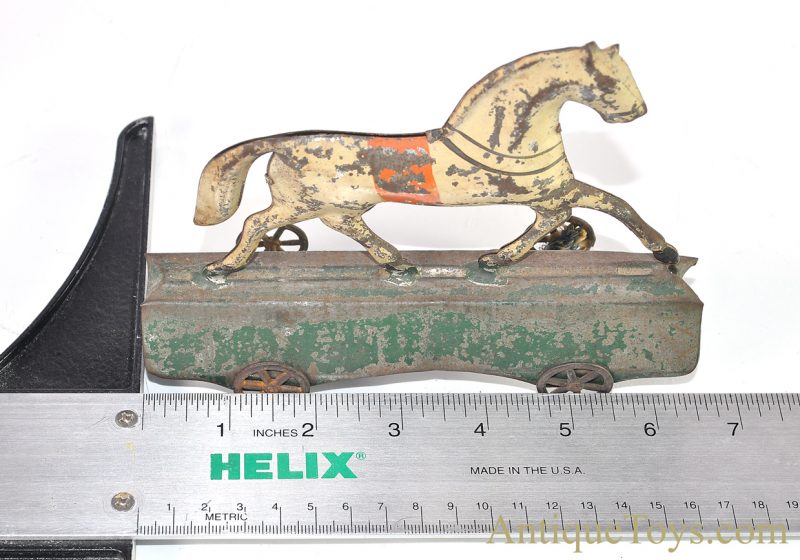 Althof Bergmann ca. 1800's Tin Toy Horse on Platform Pull Toy <FONT COLOR="ff000 ">*SOLD*</font> - Image 6