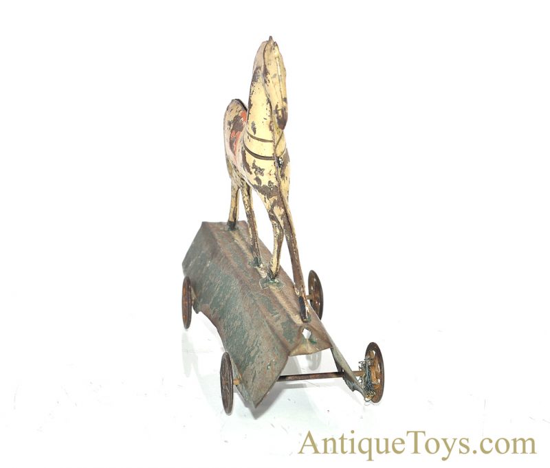 Althof Bergmann ca. 1800's Tin Toy Horse on Platform Pull Toy <FONT COLOR="ff000 ">*SOLD*</font> - Image 4