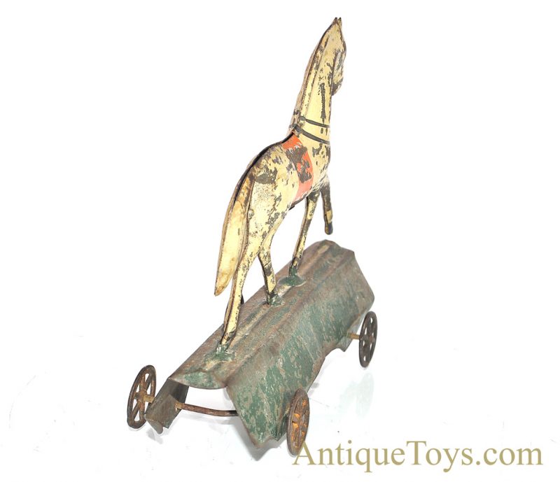 Althof Bergmann ca. 1800's Tin Toy Horse on Platform Pull Toy <FONT COLOR="ff000 ">*SOLD*</font> - Image 5