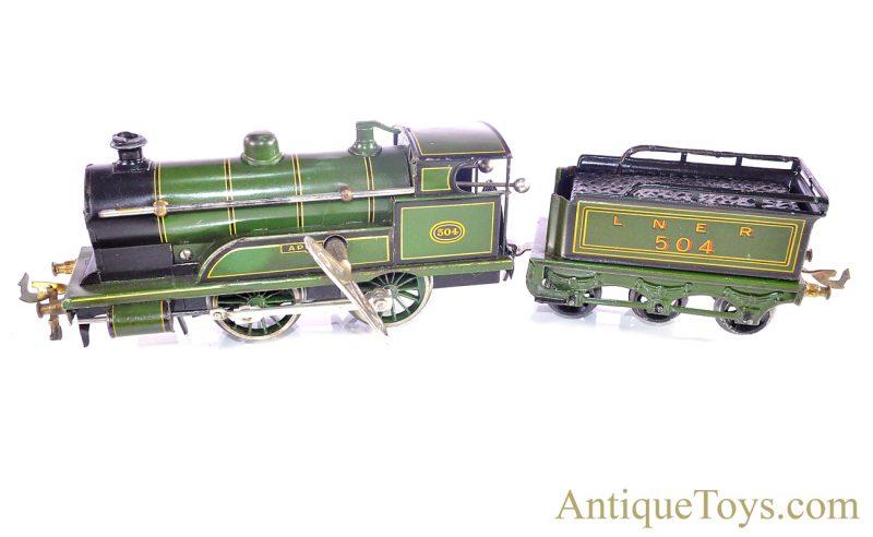 Gebrüder Bing Bassett-Lowke Tin Lithographed Windup Apollo #504 Locomotive with LNER #504 Tender & #525 & 325 Train Cars <FONT COLOR="ff000 ">*SOLD*</font> - Image 4