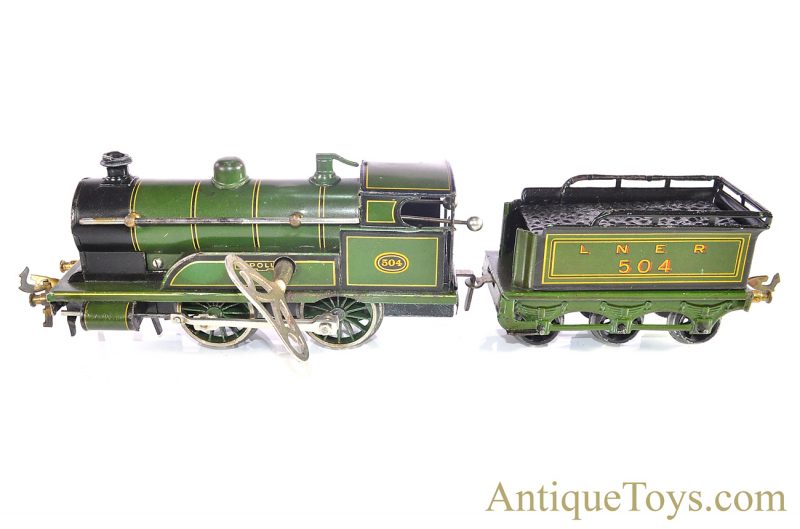 Gebrüder Bing Bassett-Lowke Tin Lithographed Windup Apollo #504 Locomotive with LNER #504 Tender & #525 & 325 Train Cars <FONT COLOR="ff000 ">*SOLD*</font> - Image 5