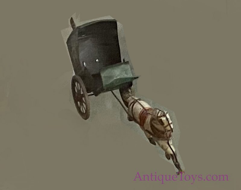 Non Pareil Tin Hansom Cab Horse with Chauffeur <FONT COLOR="ff000 ">*SOLD*</font>