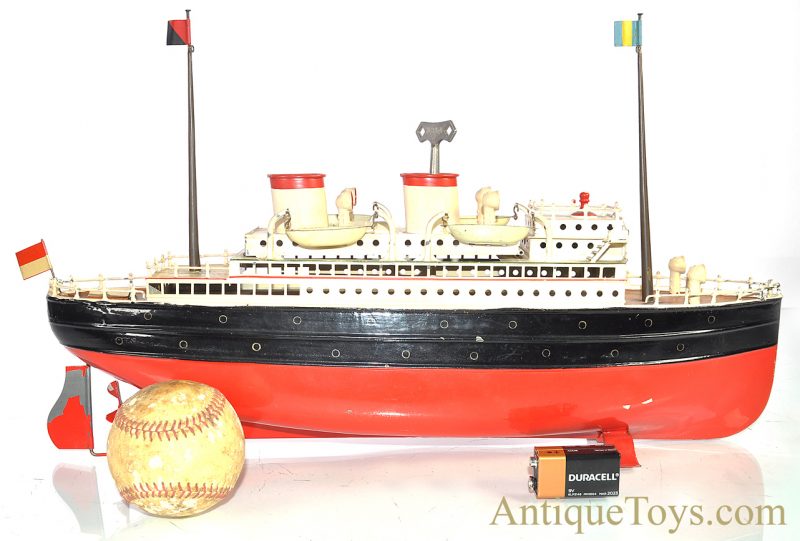 Fleischmann #995 Tin Hand Painted German Tin Windup Ocean Liner 19" Ship <FONT COLOR="ff000 ">*SOLD*</font> - Image 9