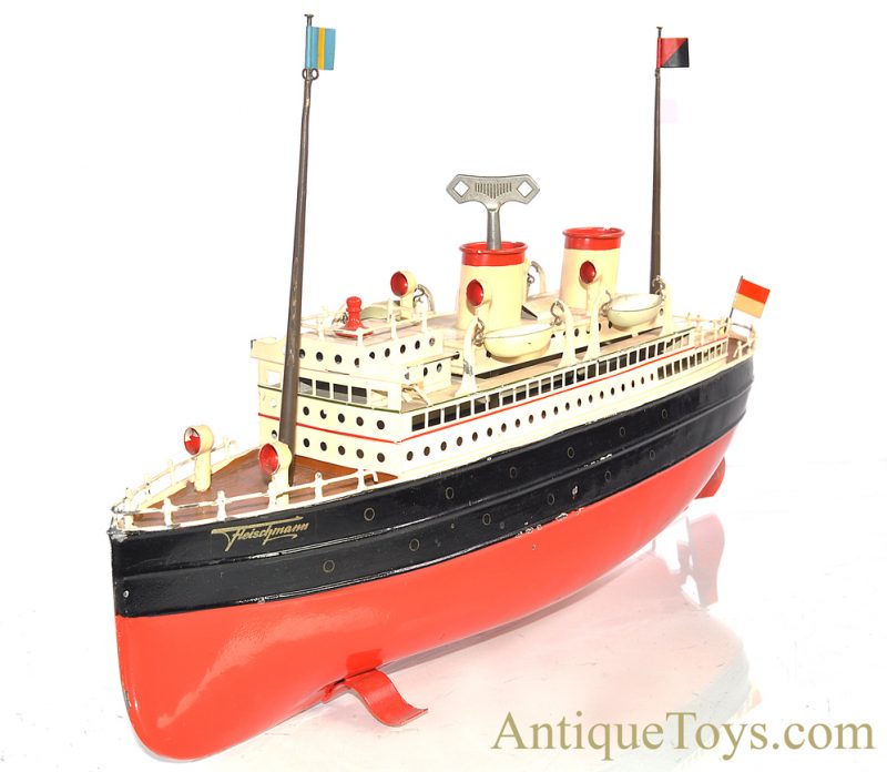 Fleischmann #995 Tin Hand Painted German Tin Windup Ocean Liner 19" Ship <FONT COLOR="ff000 ">*SOLD*</font> - Image 3