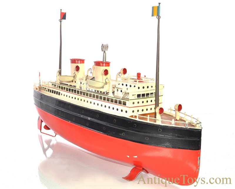 Fleischmann #995 Tin Hand Painted German Tin Windup Ocean Liner 19" Ship <FONT COLOR="ff000 ">*SOLD*</font> - Image 2