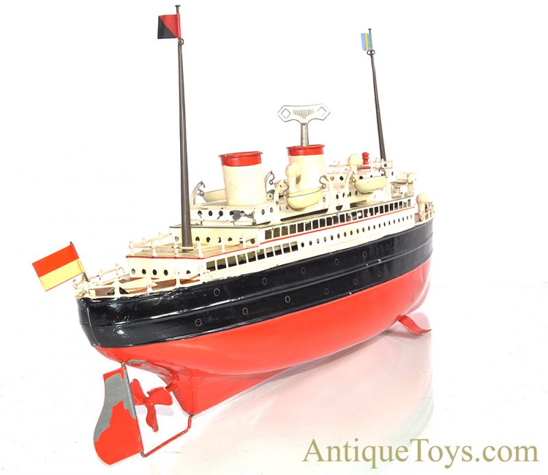 Fleischmann #995 Tin Hand Painted German Tin Windup Ocean Liner 19" Ship <FONT COLOR="ff000 ">*SOLD*</font> - Image 5