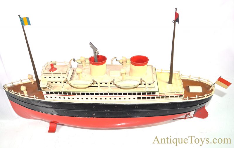 Fleischmann #995 Tin Hand Painted German Tin Windup Ocean Liner 19" Ship <FONT COLOR="ff000 ">*SOLD*</font>