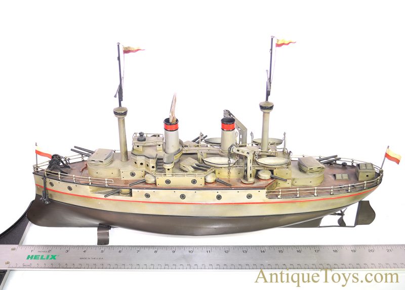 Fleischmann-Carette Hand Painted Tin Windup Battleship German Boat <FONT COLOR="ff000 ">*SOLD*</font> - Image 12